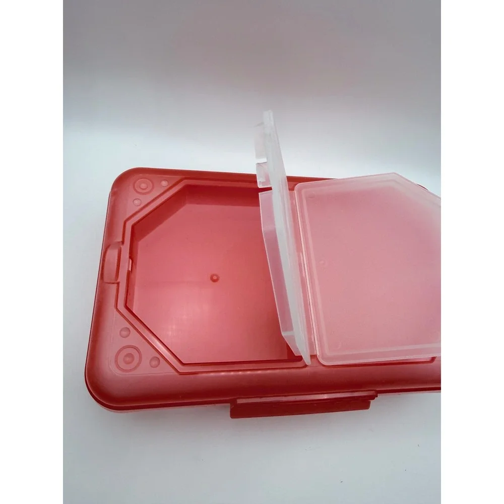 Red‎ Plastic Pencil Box with Dual Compartment Lid Storage Case Organizer